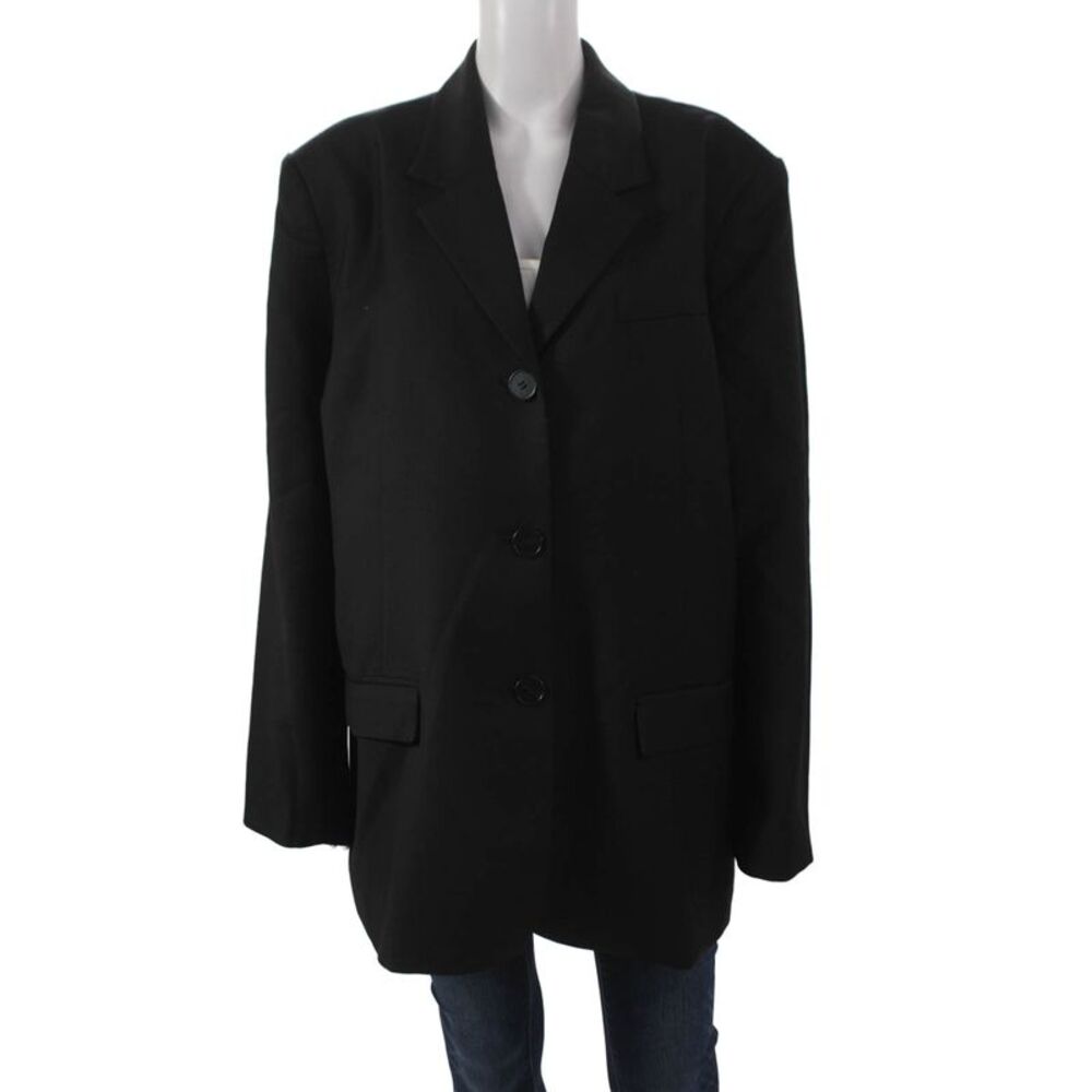 Mossman Women Black Blazer Long Sleeve Buttoned 65% Polyester Size 16